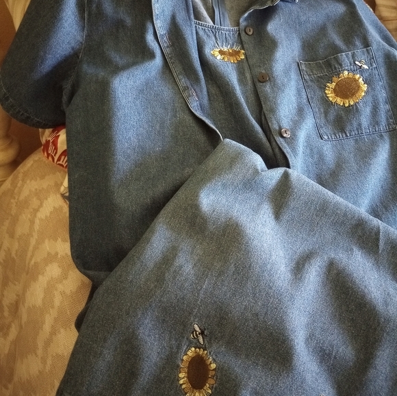 Reese Kelly Maxi Sunflower Denim Dress/ Shirt Set - Picture 7 of 11